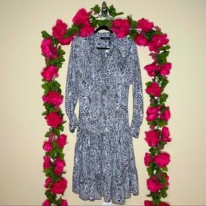 O.P.T. Paisley Long Sleeve Ruffle Midi Dress XS